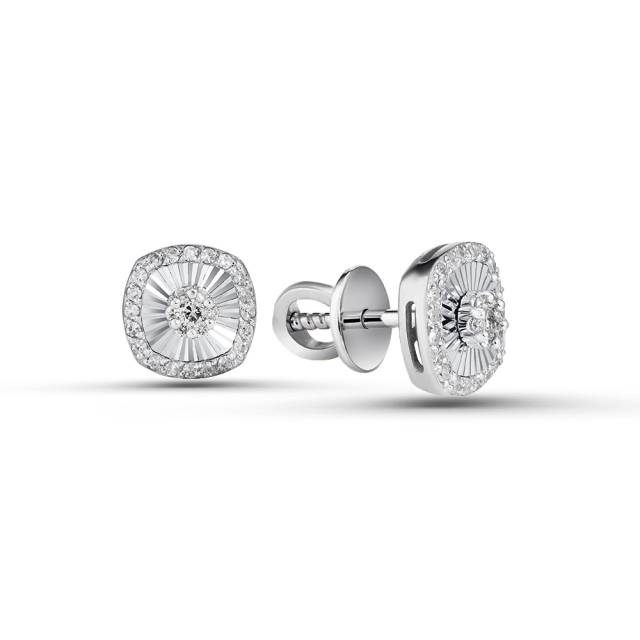 Серьги пусеты из белого золота с бриллиантами (060126)