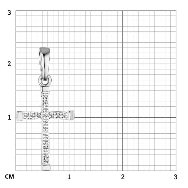 Кулон крест из белого золота с бриллиантами  (060577)