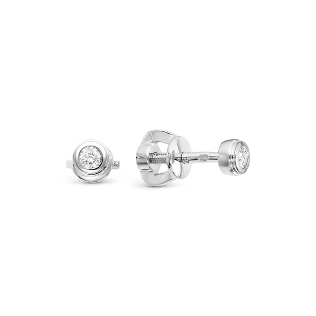 Серьги пусеты из белого золота с бриллиантами (043522)