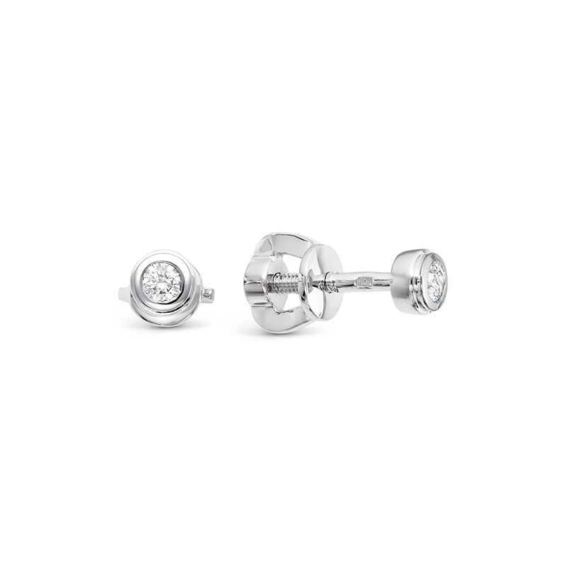 Серьги пусеты из белого золота с бриллиантами (043522)
