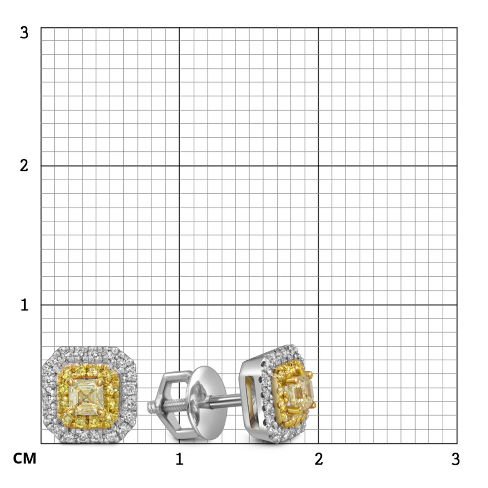 Серьги пусеты из белого золота с бриллиантами (055139)