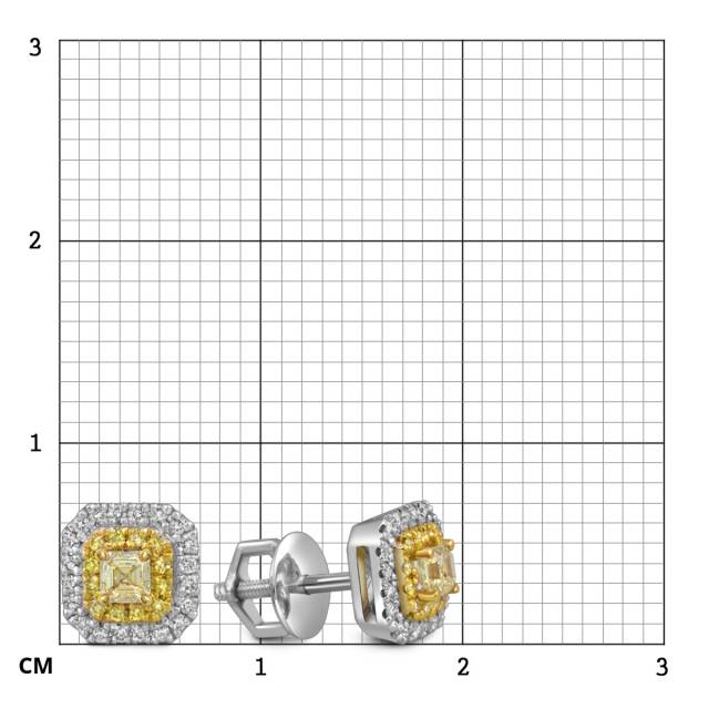 Серьги пусеты из белого золота с бриллиантами (055139)