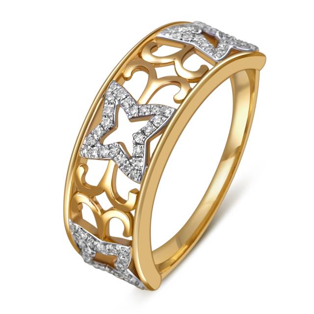 Кольцо из жёлтого золота с бриллиантами (010731)