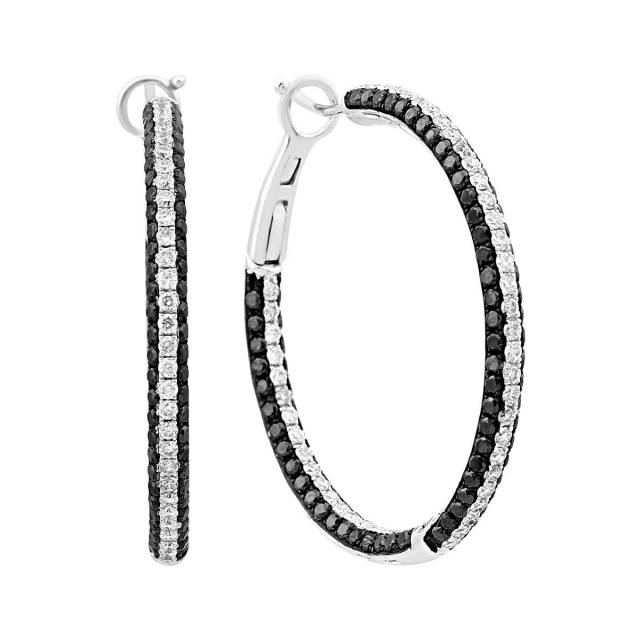 Серьги конго из белого золота с бриллиантами (001347)