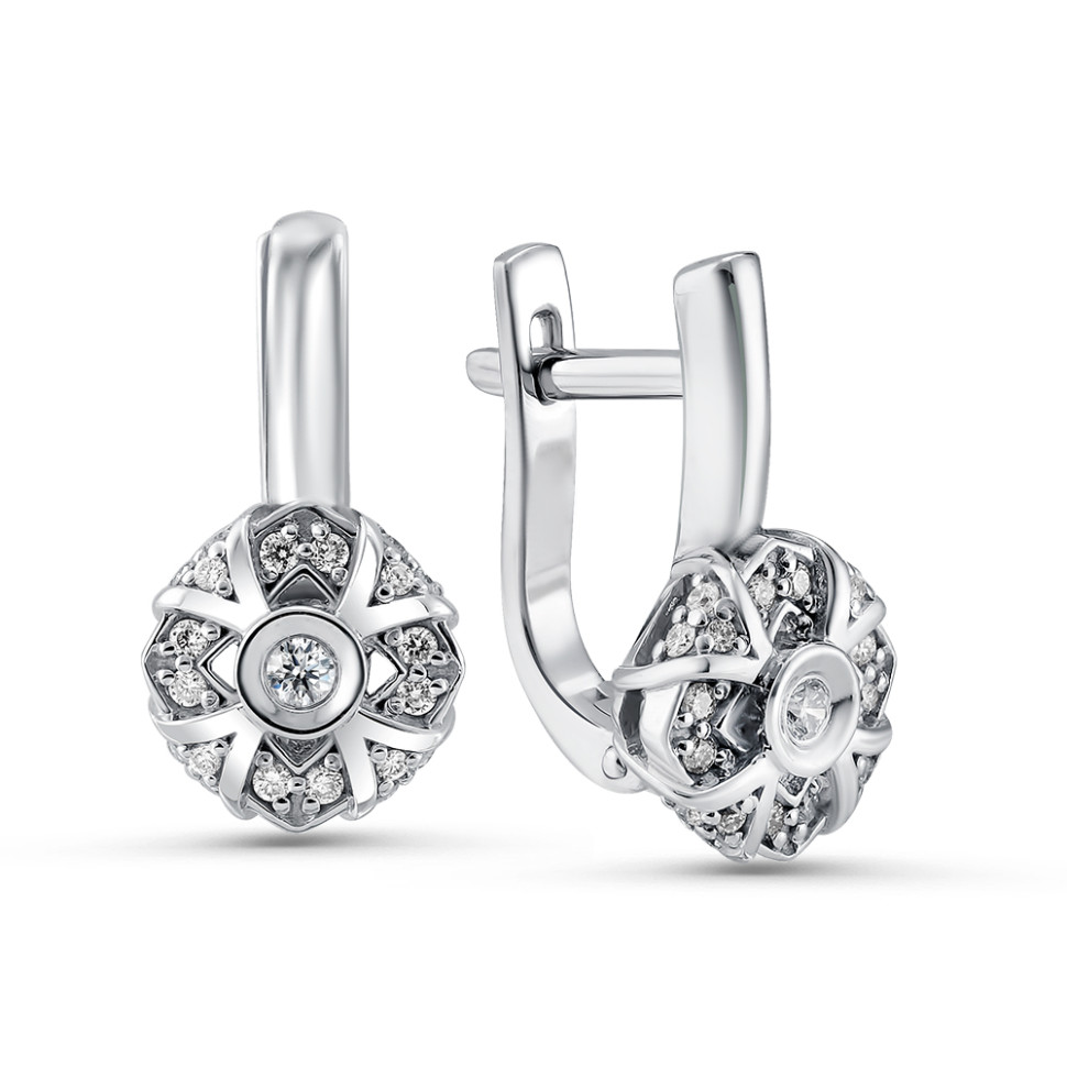 Серьги из белого золота с бриллиантами (055803)