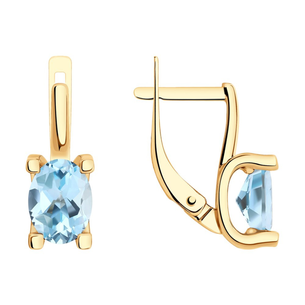 Серьги из красного золота с топазами (048987)