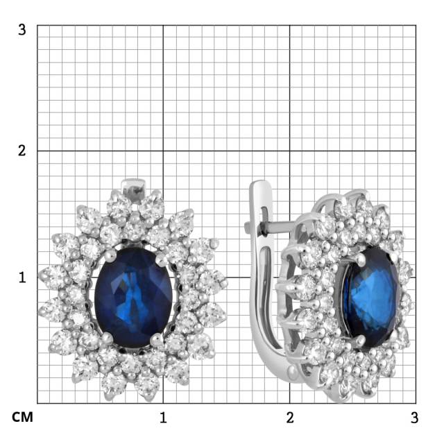 Серьги из белого золота с бриллиантами и сапфирами (039658)