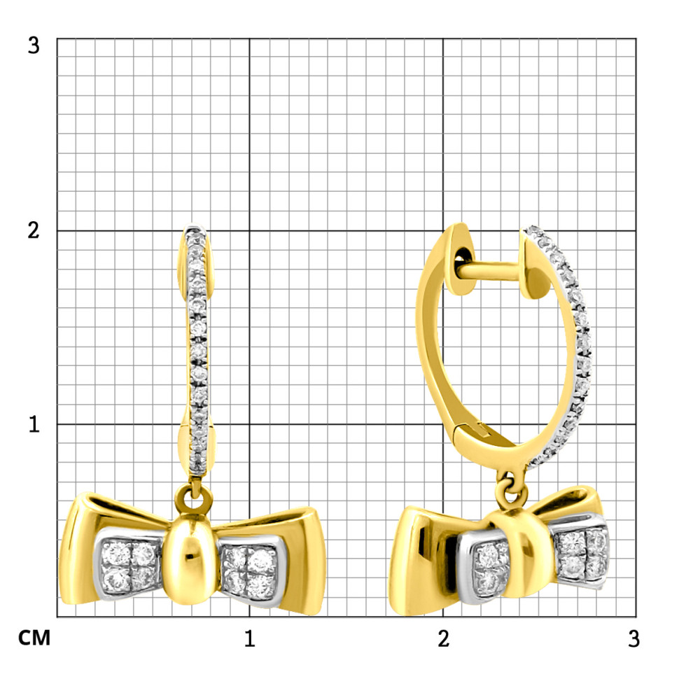 Серьги из жёлтого золота с бриллиантами (012460)