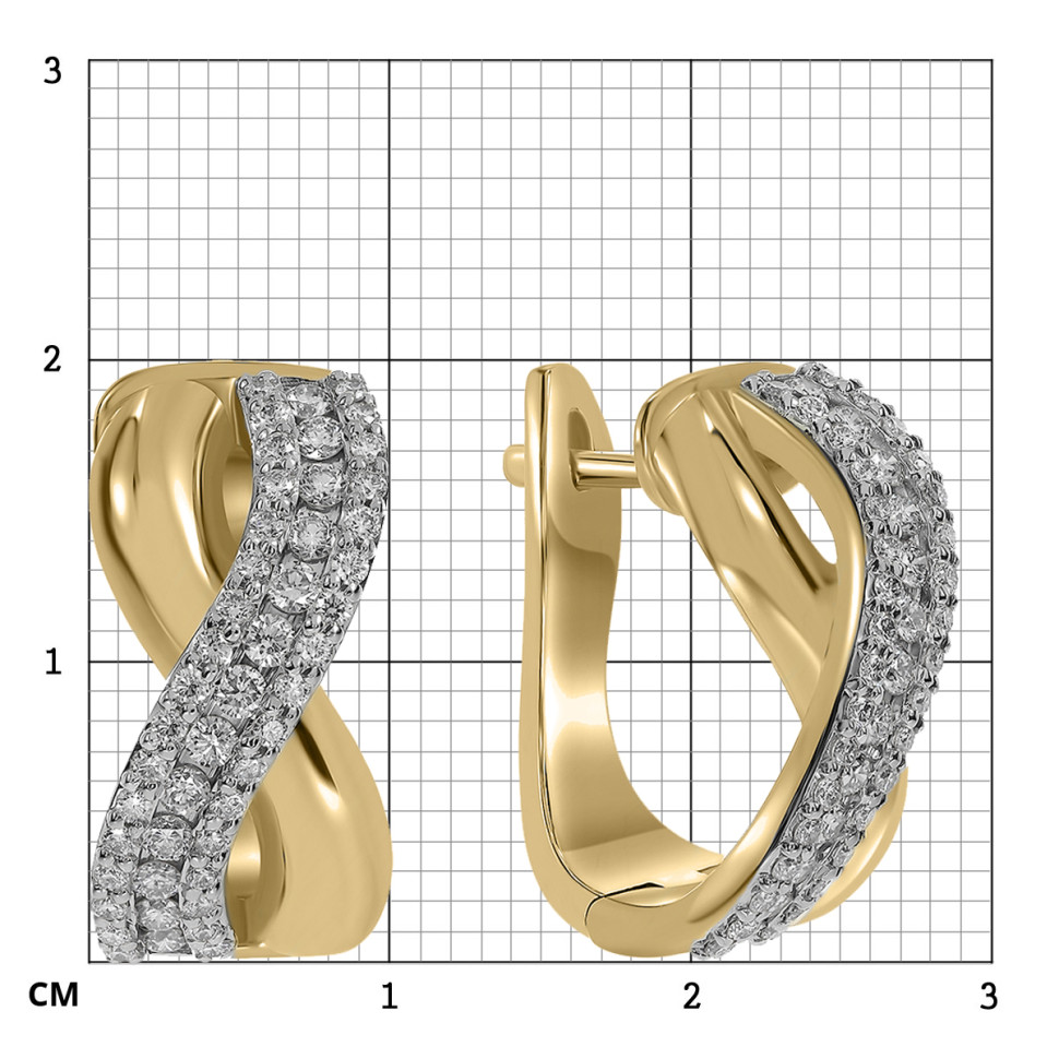 Серьги из жёлтогого золота с бриллиантами  (059168)