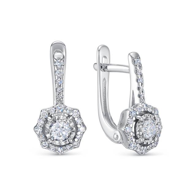 Серьги из белого золота с бриллиантами (053893)