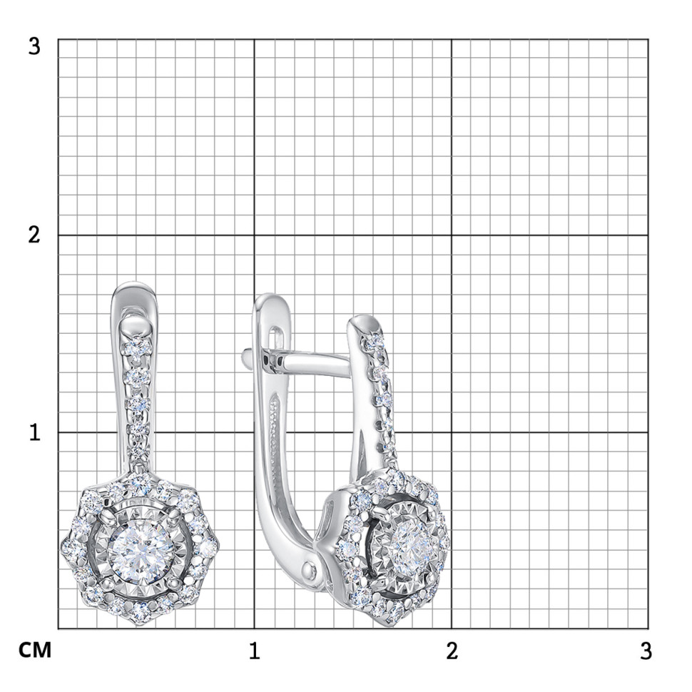 Серьги из белого золота с бриллиантами (053893)