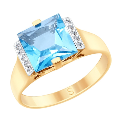 Кольцо из красного золота с топазом 