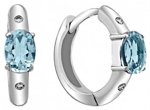 Серьги из белого золота с бриллиантами и топазами