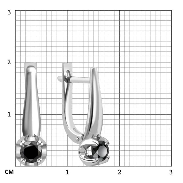 Серьги из белого золота с чёрными бриллиантами (045312)