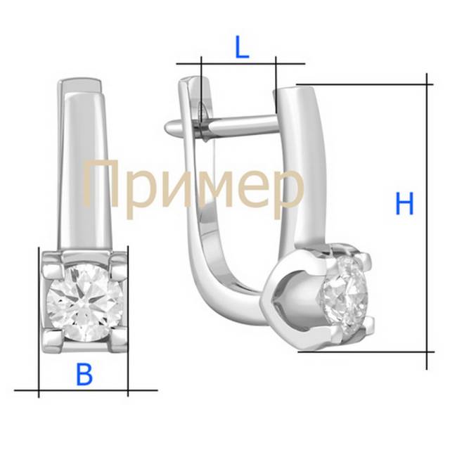 Серьги из белого золота с чёрными бриллиантами (045312)