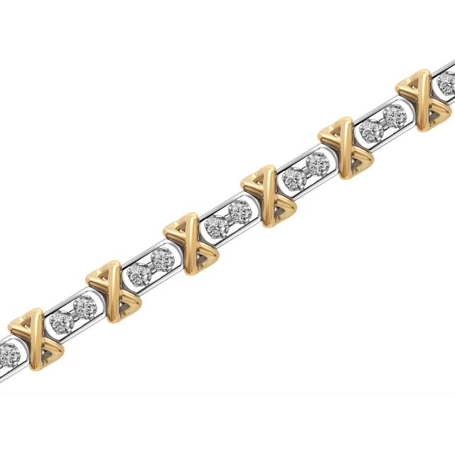 Браслет из комбинированного золота с бриллиантами (050439)