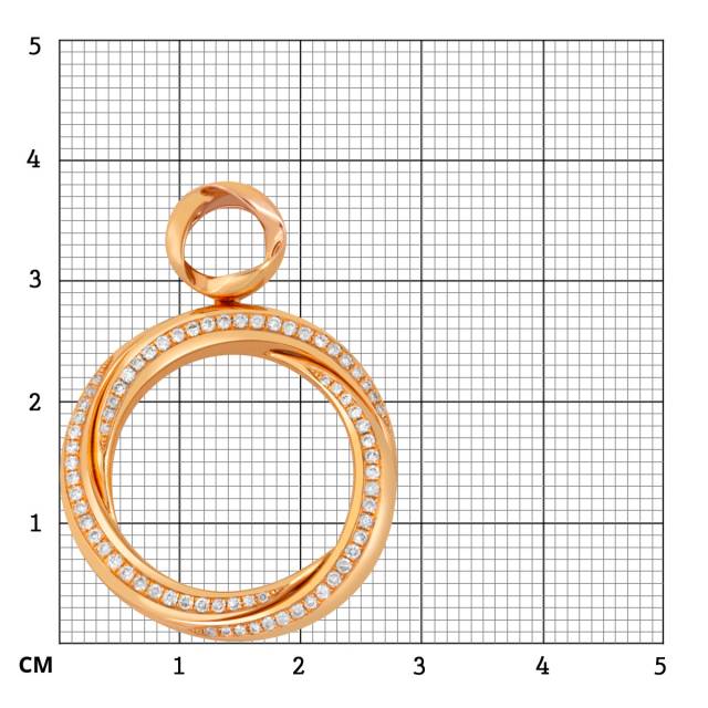 Кулон из красного золота с бриллиантами (046539)