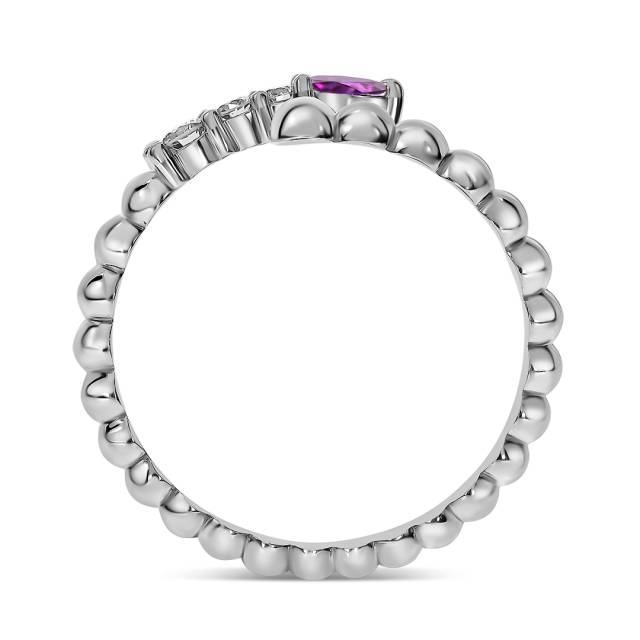 Кольцо из белого золота с бриллиантами и розовым сапфиром (061023)