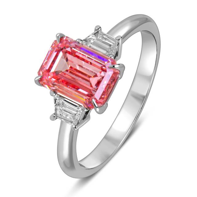 Помолвочное кольцо из белого золота с розовым бриллиантом (060200)