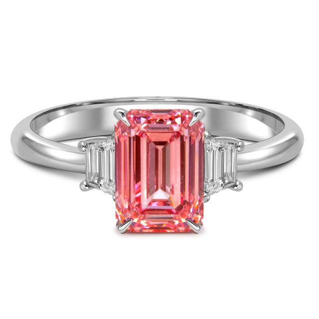 Помолвочное кольцо из белого золота с розовым бриллиантом (060200)