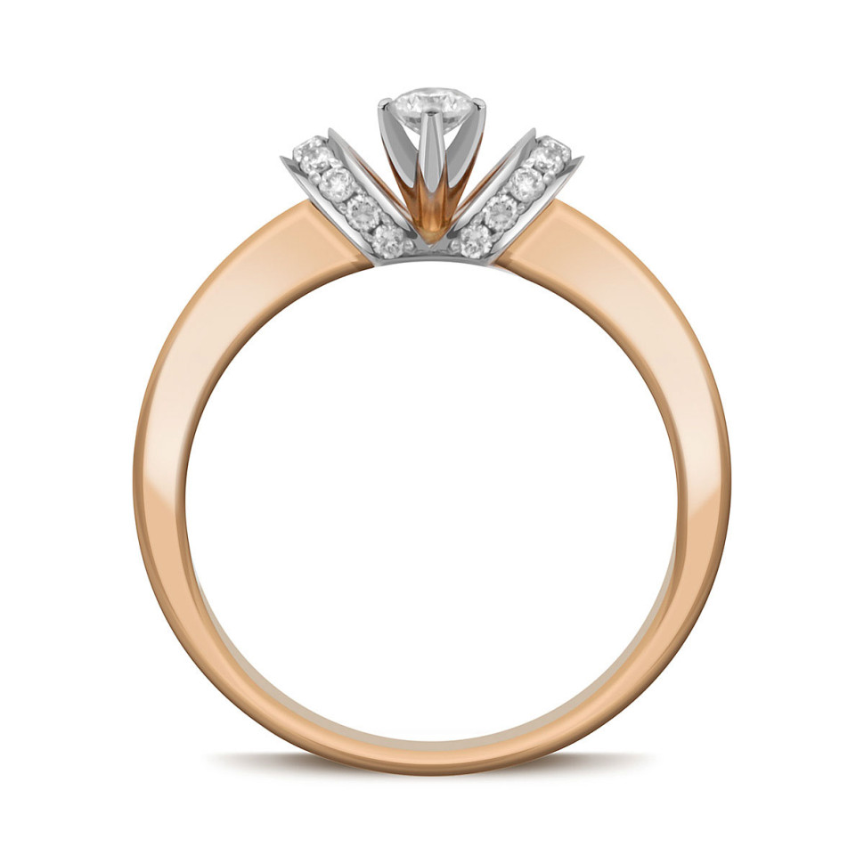 Помолвочное кольцо из комбинированного золота с бриллиантами (030885)