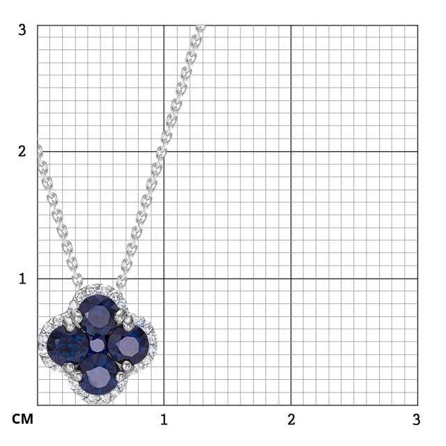Колье из белого золота с бриллиантами и сапфирами (053849)