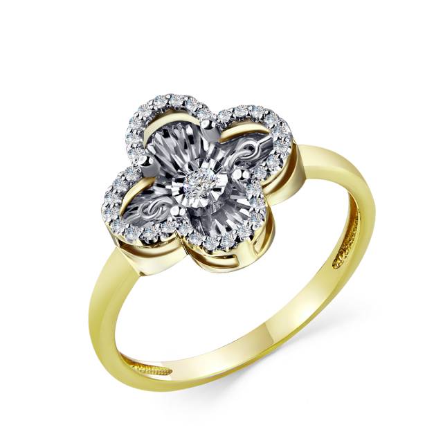 Кольцо из жёлтого золота с бриллиантами (061248)