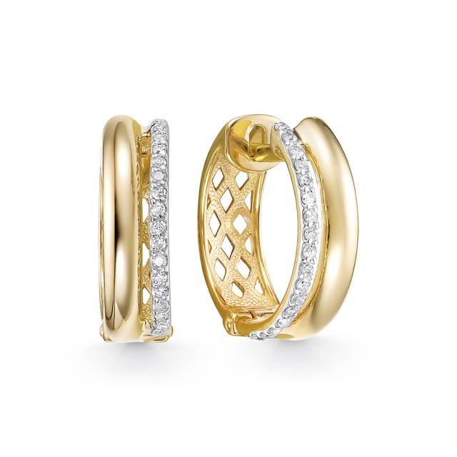 Серьги конго из жёлтого золота с бриллиантами (054787)