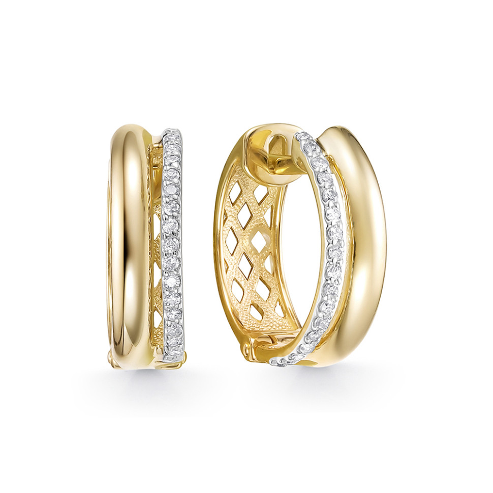 Серьги конго из жёлтого золота с бриллиантами (054787)