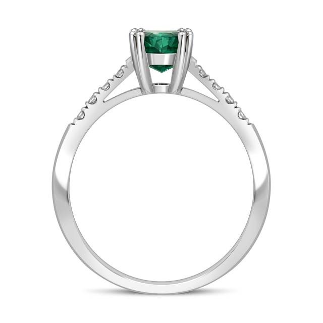 Кольцо из белого золота с бриллиантами и изумрудом (049239)