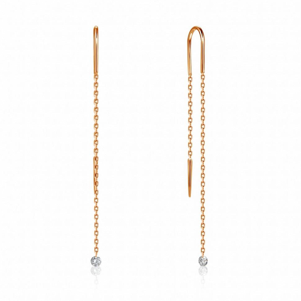 Серьги из красного золота с бриллиантами (047662)