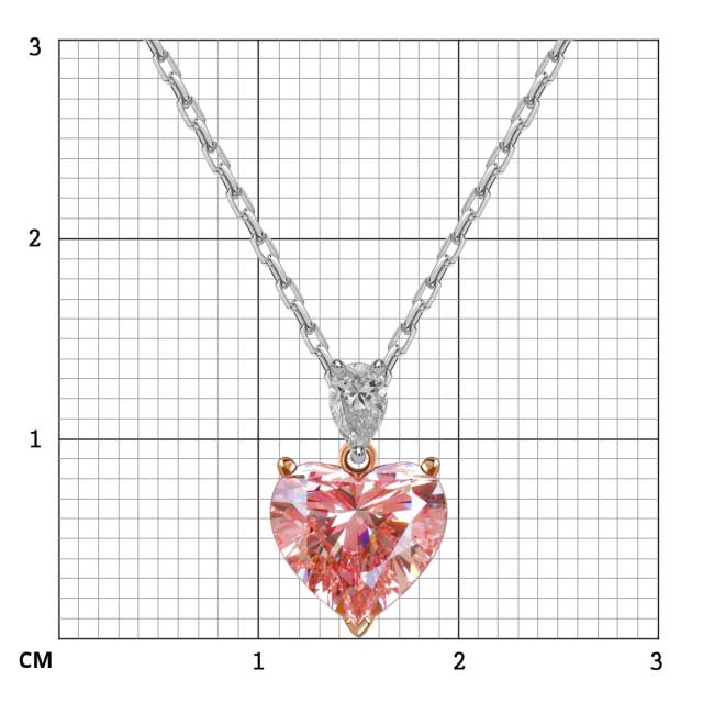 Колье из белого золота с розовым бриллиантом "Сердце" (060516)