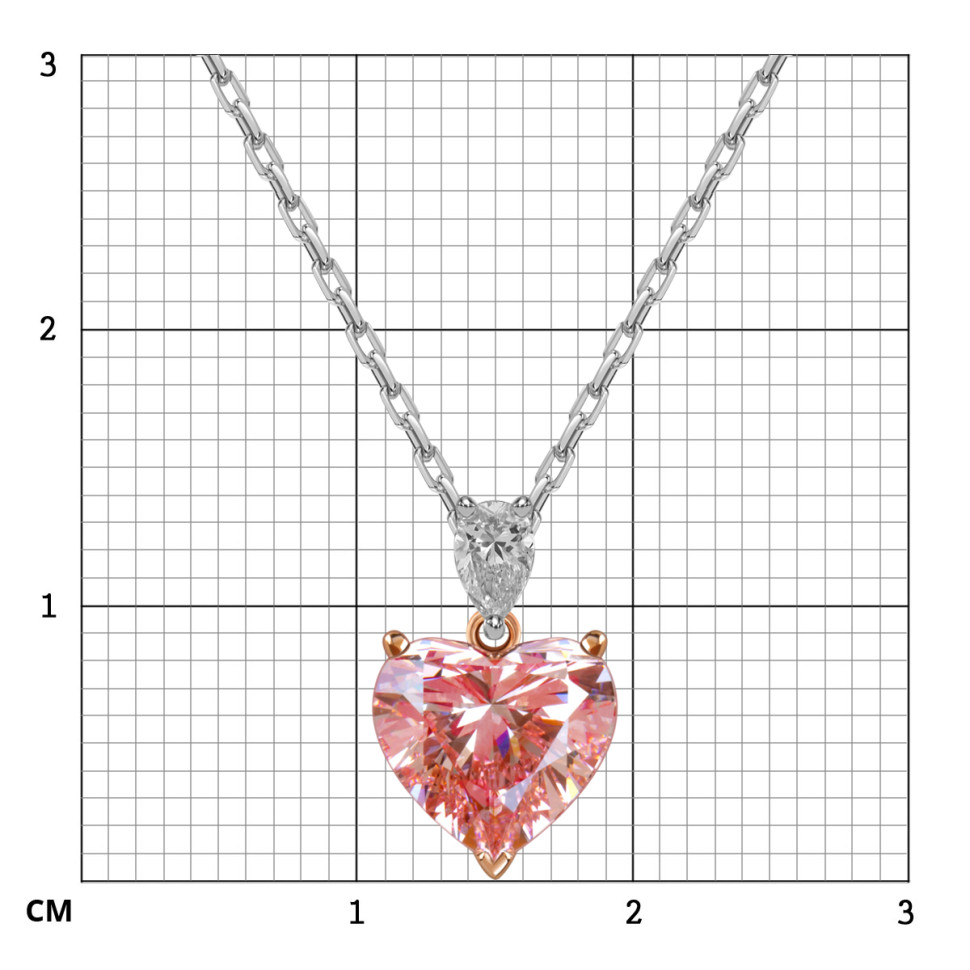 Колье из белого золота с розовым бриллиантом 