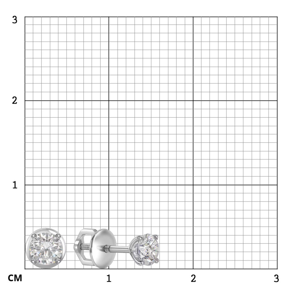 Серьги пусеты из платины с бриллиантами (064776)