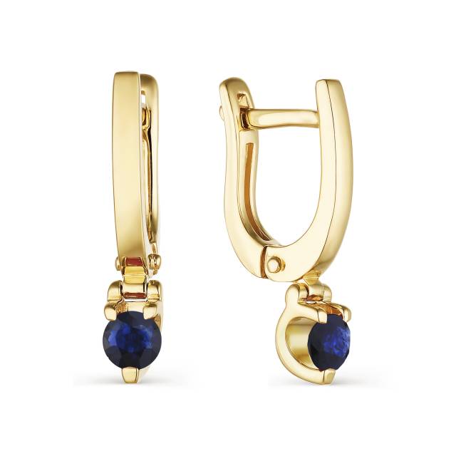 Серьги из жёлтого золота с сапфирами (047333)