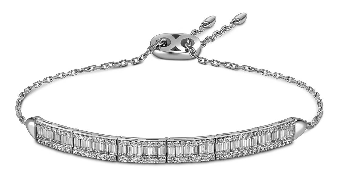 Браслет из белого золота с фианитами (057850)