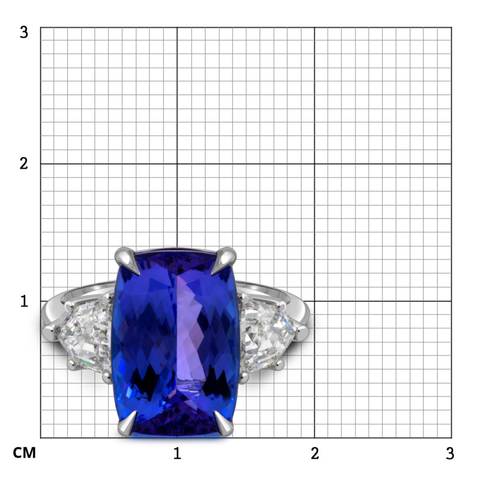 Кольцо из белого золота с бриллиантами и танзанитом (058381)