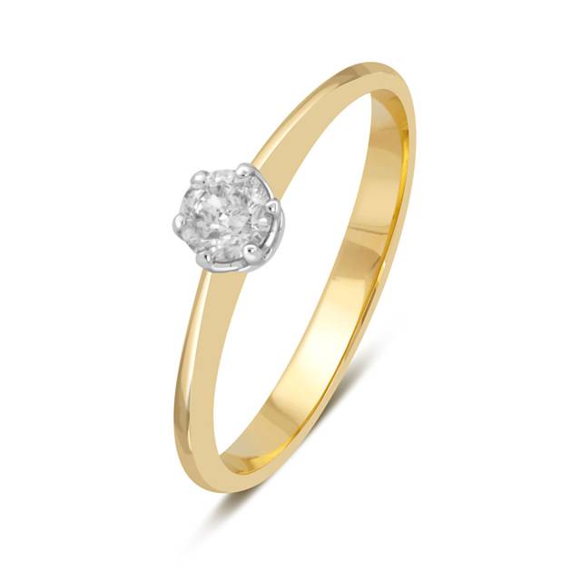 Помолвочное кольцо из жёлтого золота с бриллиантом (043632)
