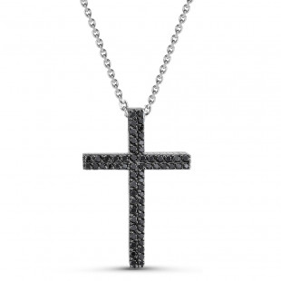 Колье крест из белого золота с бриллиантами (052927)