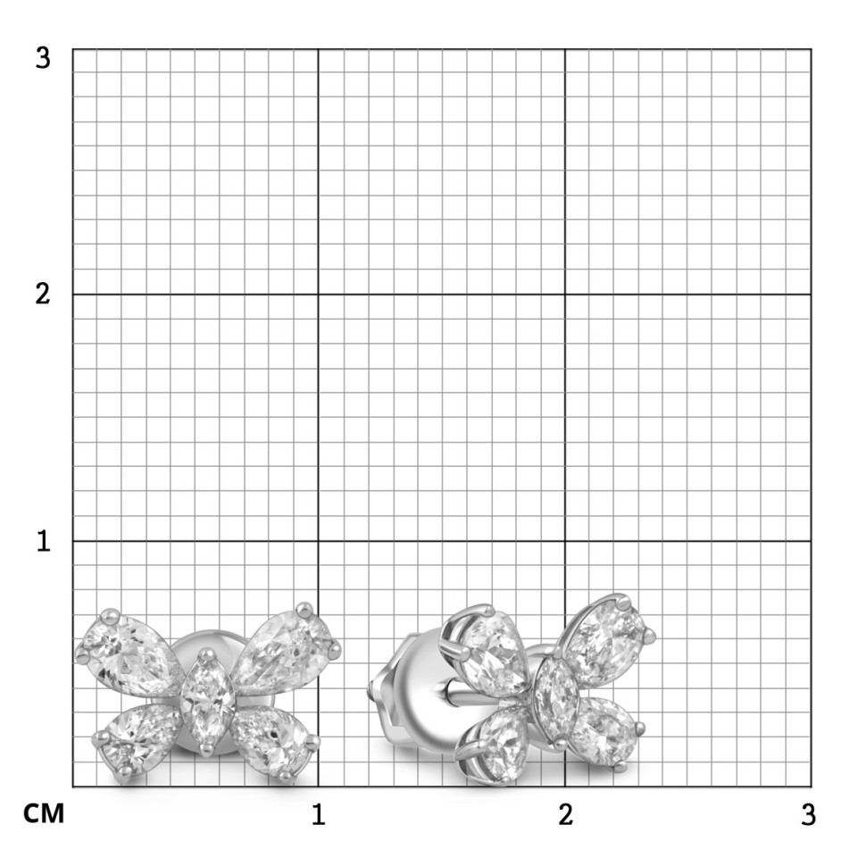 Серьги пусеты из белого золота с бриллиантами (051690)