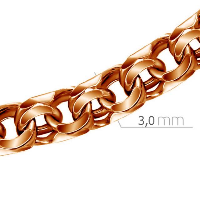 Цепь из красного золота, плетение Бисмарк (053434)