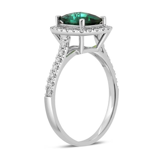 Кольцо из белого золота с зелёным турмалином (047286)