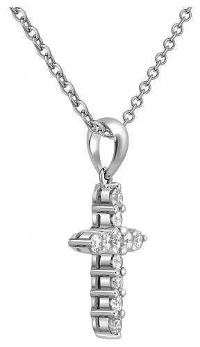 Кулон крест из белого золота с бриллиантами