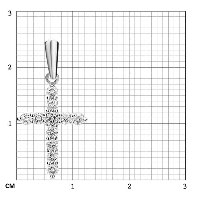 Кулон крест из белого золота с бриллиантами (049618)