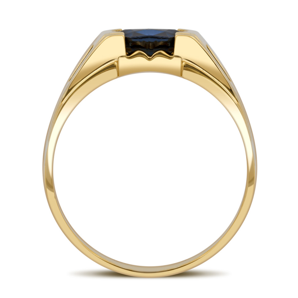 Кольцо мужское из жёлтого золота с сапфирами (038615)