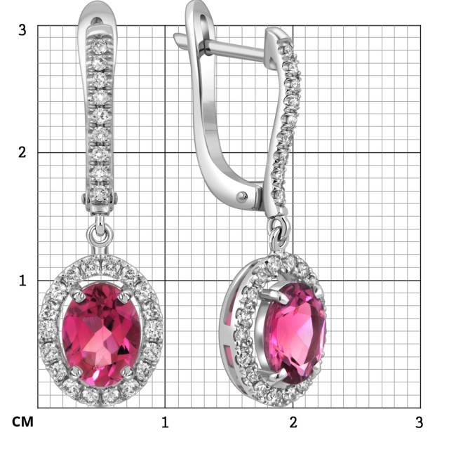 Серьги из белого золота с бриллиантами и турмалинами (058462)