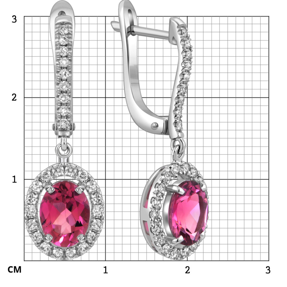 Серьги из белого золота с бриллиантами и турмалинами (058462)