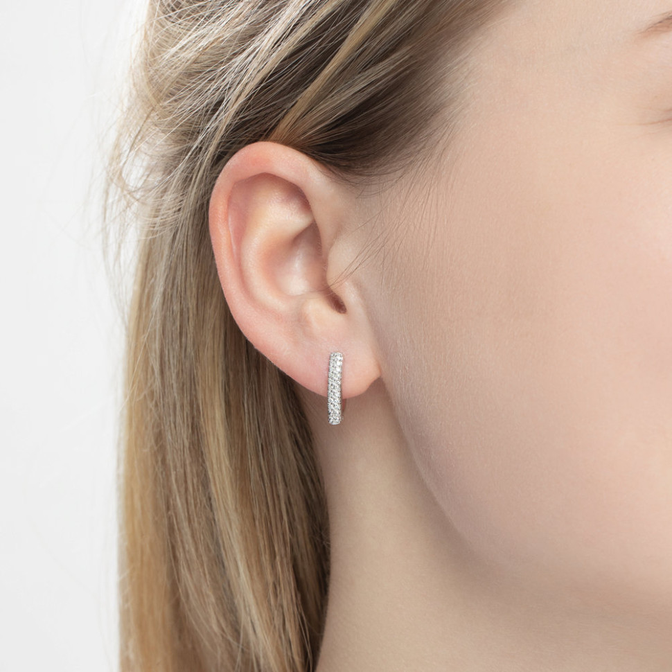 Серьги из белого золота с бриллиантами (043897)