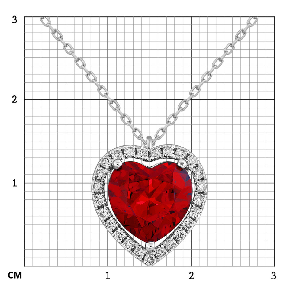 Колье из белого золота с бриллиантами и рубином 