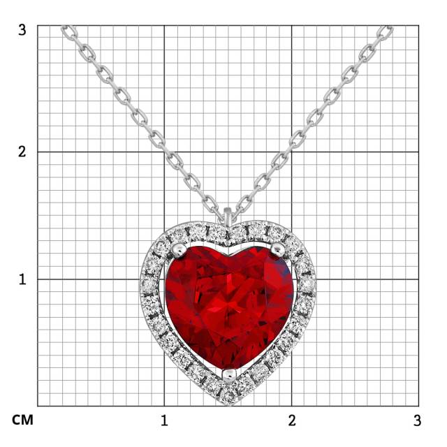 Колье из белого золота с бриллиантами и рубином "Сердце" (060560)